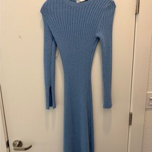 Zara Long Sleeve Blue Knit Dress